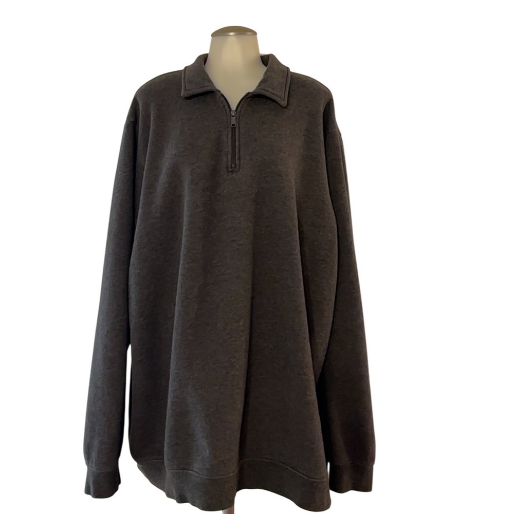 Croft & Barrow Men's  XLT Gray Fleece Quarter Zip Pullover Sweatshirt EUC Nice!!